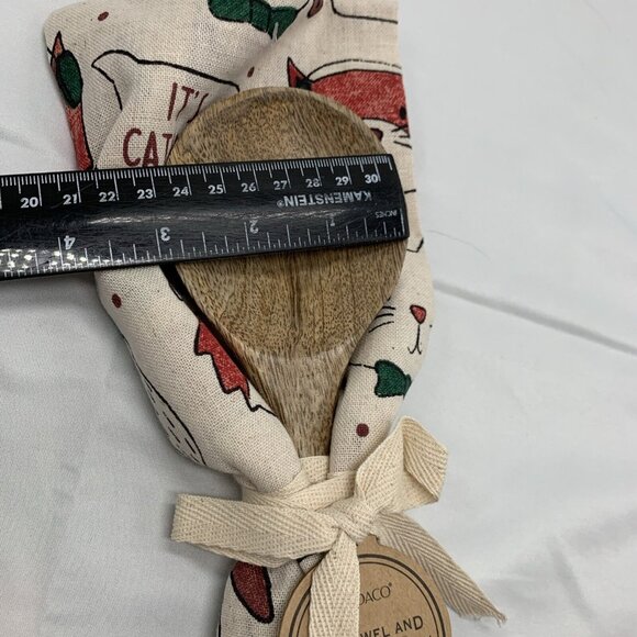 2 Sets Demdaco Holiday Wooden Spoon Bar Towel Red Green Christmas Howl-idays Dog - Picture 10 of 15